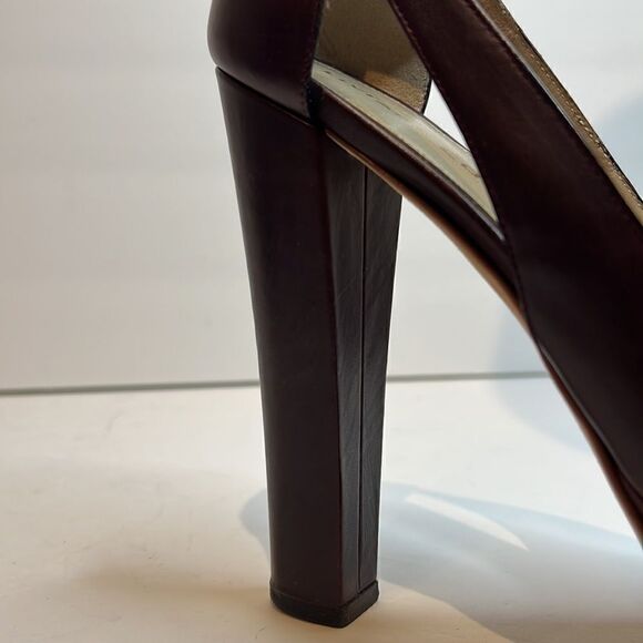 Liviana Conti Burgundy Leather Platform Heel Shoes Size 38 - Picture 6 of 16